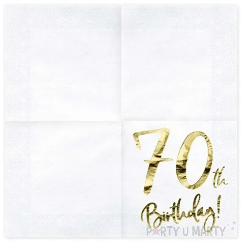 serwetki 70 urodziny 70th birthday partydeco biale 33 cm 20 szt