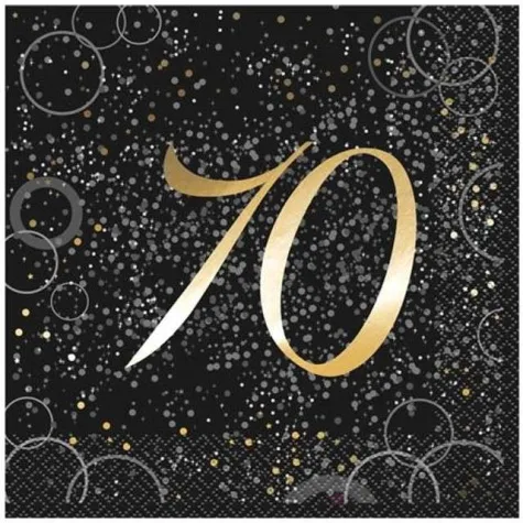 serwetki 70 urodziny glitz unique zlote 33 cm 16 szt