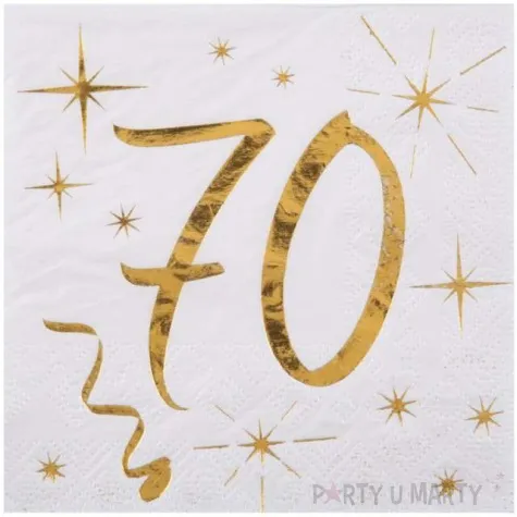 serwetki 70 urodziny gold santex biale 25 cm 20 szt
