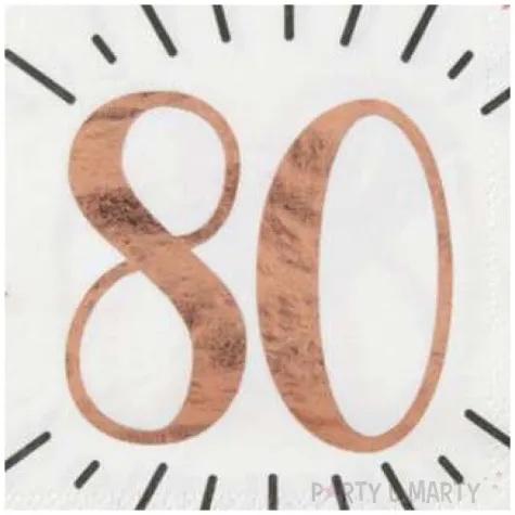 serwetki 80 urodziny gold rose santex biale 33 cm 10 szt