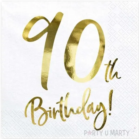 serwetki 90 urodziny 90th birthday partydeco biale 33 cm 20 szt