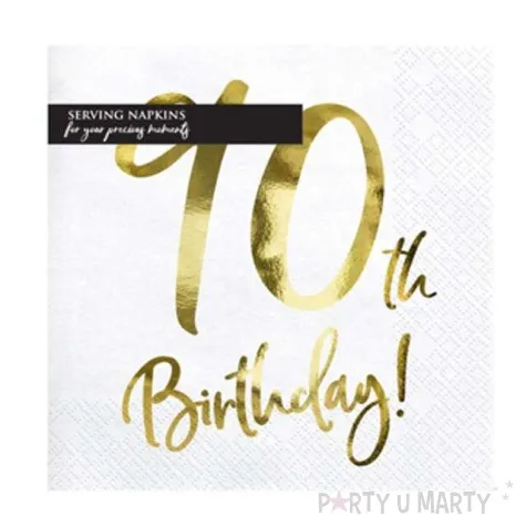 serwetki 90 urodziny 90th birthday partydeco biale 33 cm 20 szt