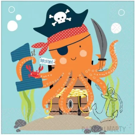 serwetki ahoy piraci pierwsze urodziny amscan 33 cm 16 szt