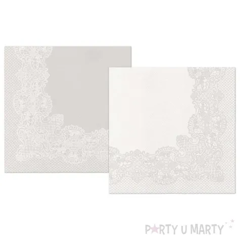 serwetki airlaid koronka srebrny bialy paw 40 cm 50 szt