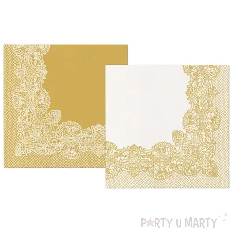 serwetki airlaid koronka zloty bialy paw 40 cm 50 szt