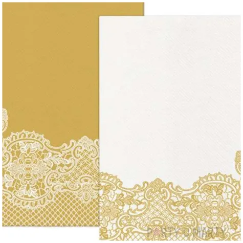 serwetki airlaid koronka zloty bialy paw 40 cm 50 szt