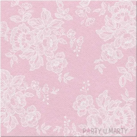 serwetki airlaid koronkowe kwiaty rozowe paw 40 cm 50 szt