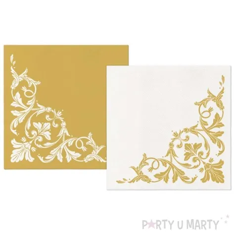 serwetki airlaid kwiaty zloty bialy paw 40 cm 50 szt