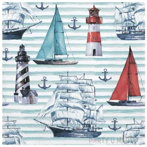 serwetki akwarelowa morska kompozycja maki 33 cm 20 szt