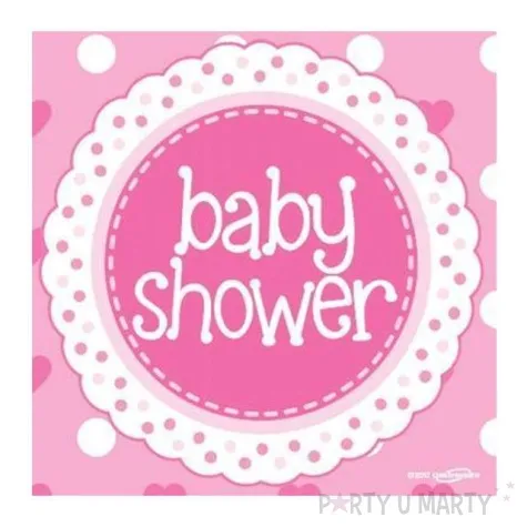 serwetki baby shower grochy i serca rozowy jasny oaktree 33 cm 16 szt