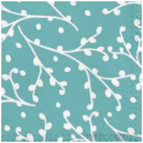 serwetki biale galazki na niebieskim tle paw 33 cm 20 szt