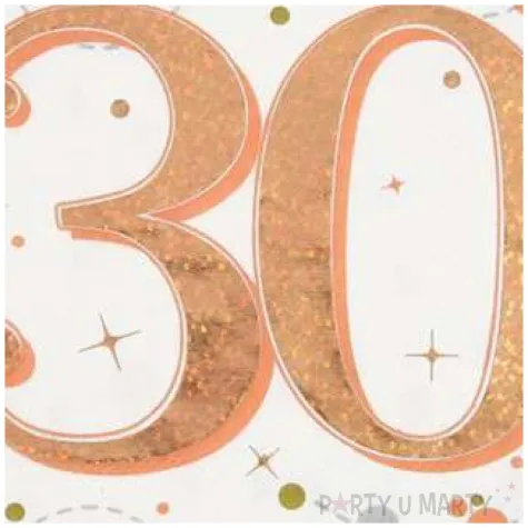 serwetki blyszczace 30 urodziny rozowe zloto oaktree 33 cm 16 szt