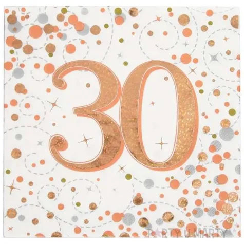 serwetki blyszczace 30 urodziny rozowe zloto oaktree 33 cm 16 szt