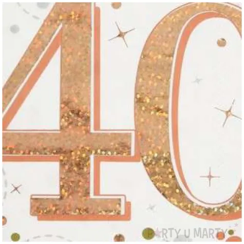 serwetki blyszczace 40 urodziny rozowe zloto oaktree 33 cm 16 szt