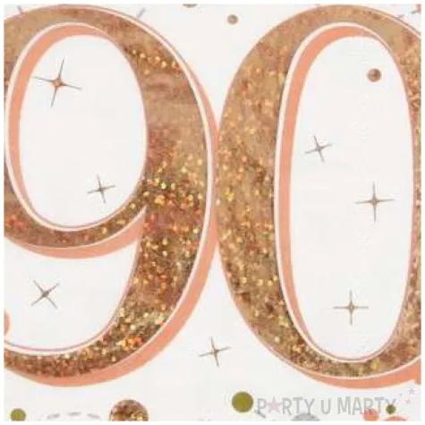 serwetki blyszczace 90 urodziny rozowe zloto oaktree 33 cm 16 szt