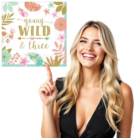 serwetki boho young wild and three urodziny 3 amscan 33 cm 16 szt