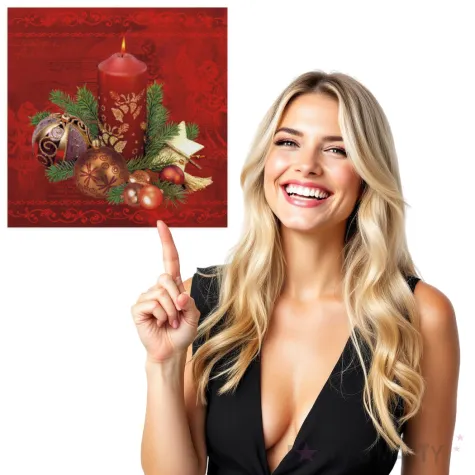 serwetki bombki i swiece czerwone maki 33 cm 20 szt