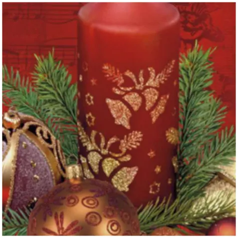 serwetki bombki i swiece czerwone maki 33 cm 20 szt