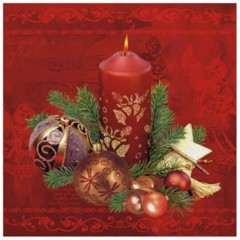 serwetki bombki i swiece czerwone maki 33 cm 20 szt