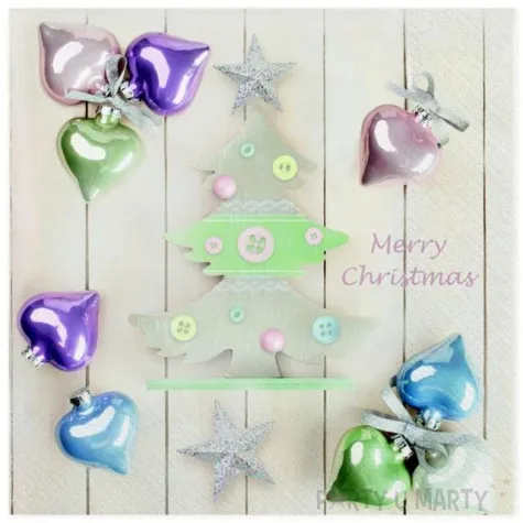 serwetki bombki pastelowe serca i choinka maki 33 cm 20 szt