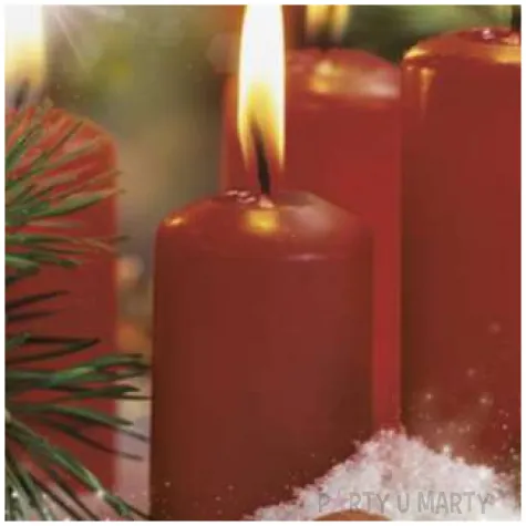 serwetki bordowe swiece i pomarancza maki 33 cm 20 szt