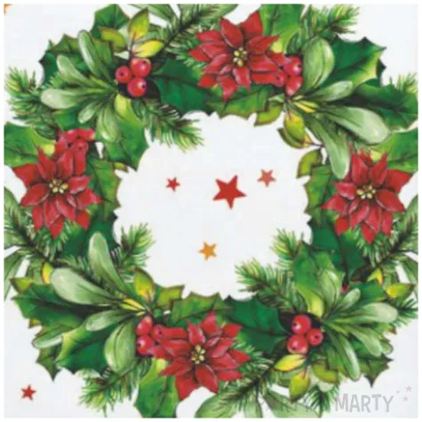 serwetki bozonarodzeniowy wieniec maki 33 cm 20 szt