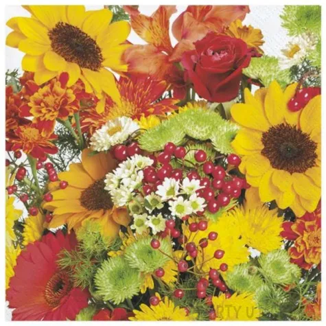 serwetki bukiet jesiennych kwiatow maki 33 cm 20 szt