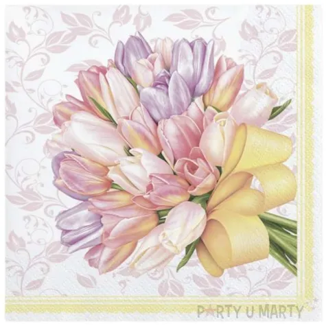 serwetki bukiet tulipanow z kokarda maki 33 cm 20 szt