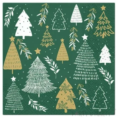 serwetki choinki zielone paw 33 cm 20 szt