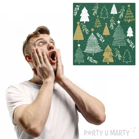 serwetki choinki zielone paw 33 cm 20 szt