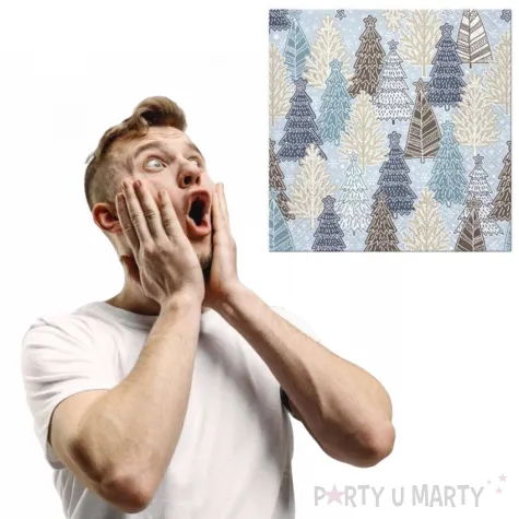 serwetki choinkowy las kolorowe paw 33 cm 20 szt