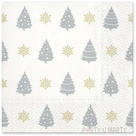 serwetki choinkowy wzor srebrne paw 33 cm 20 szt