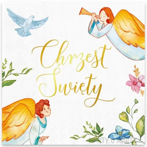 serwetki chrzest swiety anioly golebie partypal 33 cm 10 szt