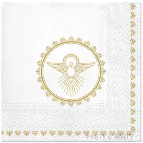 serwetki chrzest swiety golab biale paw 33 cm 20 szt
