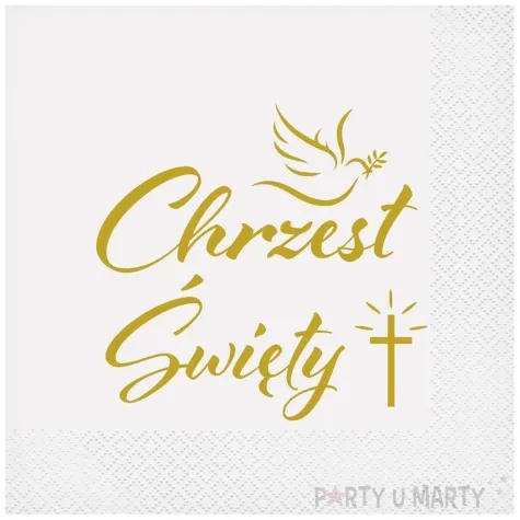 serwetki chrzest swiety golabek i krzyz bialy godan 33 cm 20 szt