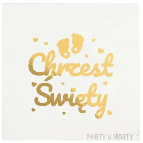 serwetki chrzest swiety stopki zloty dekolo 33 cm 10 szt