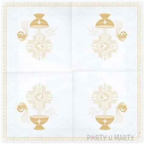 serwetki chrzest swiety zloty biale partydeco 33 cm 20 szt