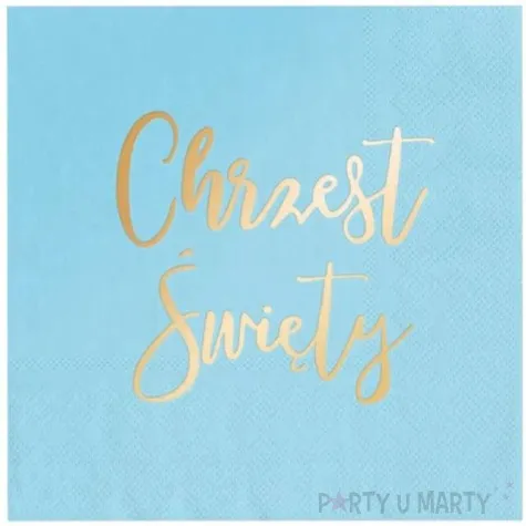 serwetki chrzest swiety zloty blekitne partypal 33 cm 10 szt
