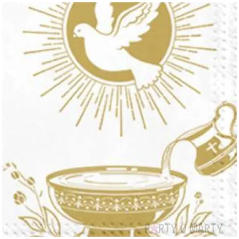 serwetki chrzest zloty biale paw 33 cm 20 szt