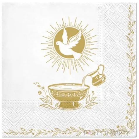 serwetki chrzest zloty biale paw 33 cm 20 szt