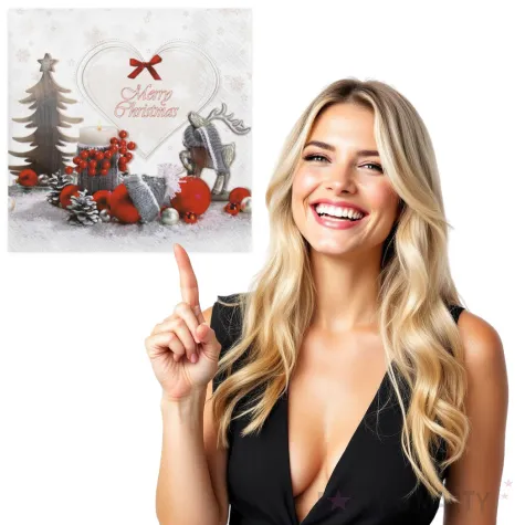 serwetki czerwone bombki na szarym tle z choinka maki 33 cm 20 szt