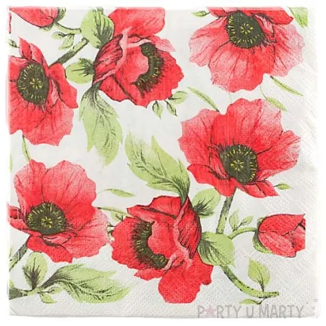 serwetki czerwone kwiatki 33 cm givi 20 szt