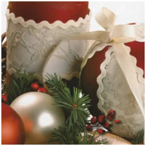 serwetki czerwone swiece i bombki maki 33 cm 20 szt