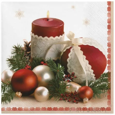 serwetki czerwone swiece i bombki maki 33 cm 20 szt