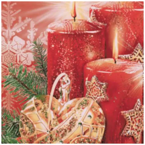 serwetki czerwone swiece i dekoracja maki 33 cm 20 szt