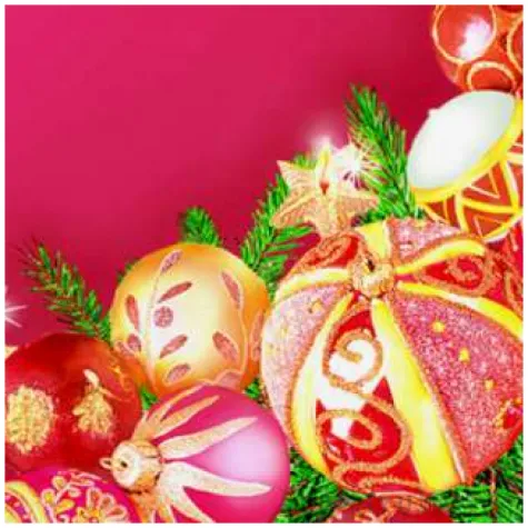 serwetki czerwony wianek z bombkami maki 33 cm 20 szt