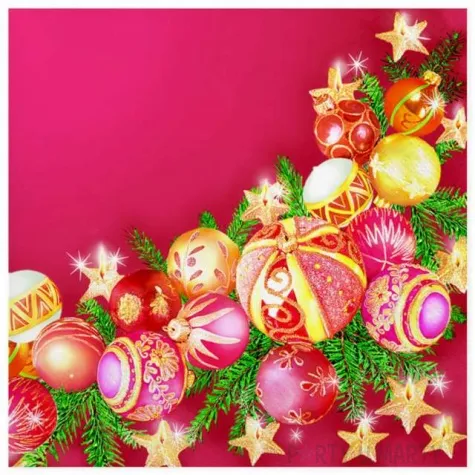 serwetki czerwony wianek z bombkami maki 33 cm 20 szt