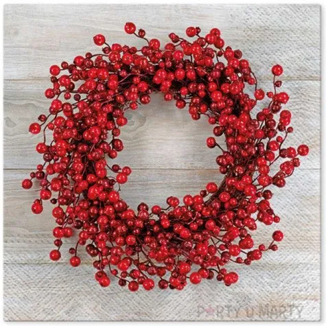 serwetki czerwony wieniec paw 33 cm 20 szt