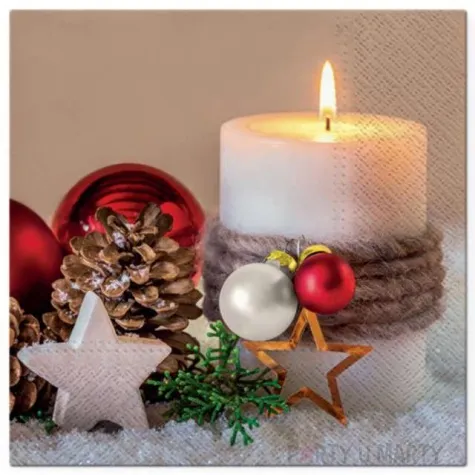 serwetki dekoracja swiateczna ze swieca paw 33 cm 20 szt