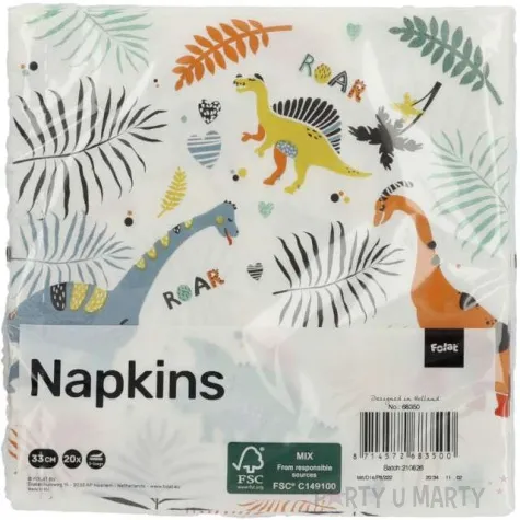 serwetki dinozaury roar mix folat 33 cm 20 szt